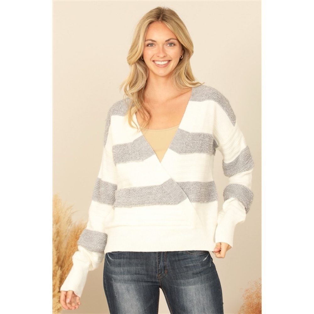 NEW! Oversized Super Soft Front criss cross contrast brushed detail sweater top